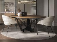 Tavolo da soggiorno di design Skorpio di Cattelan nella versione rotonda con piano in legno
