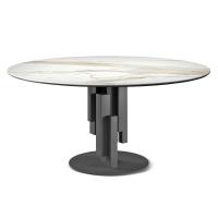 Tavolo rotondo di design Skyline di Cattelan con piano in ceramica Keramic effetto marmo