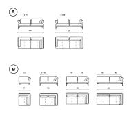 Modelli e dimensioni: A) elementi terminali angolari B) elementi per divano angolare
