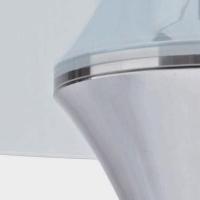 Tavolo Satellite con piano in cristallo (non disponibile) e gamba laccata bianco