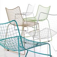 Sedia cromata di design Stitch di Cristian Gori (colori verde, azzurro e marroncino non disponibili)