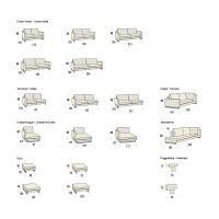 Divano a 3 posti in tessuto sfoderabile Oakland - schema dei moduli