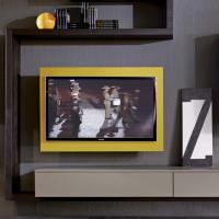 Ampia gamma di finiture laccate opache per il porta Tv orientabile e apribile Rack