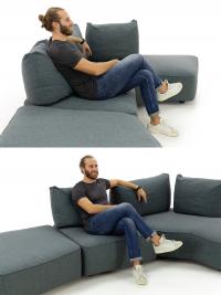 Esempio di seduta e proporzioni del divano Prisma Rock