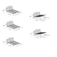 Modelli e dimensioni disponibili del letto in legno o laccato opaco Florida (dimensioni riportate in millimetri)