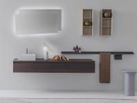 Arredo bagno cm 180 Ikon con 3 cassetti sospesi in legno impiallacciato Rovere Termocotto