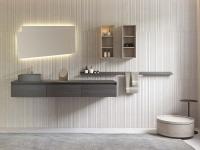 Mobile bagno minimal Ikon con cassetti sospesi e lavabo in appoggio