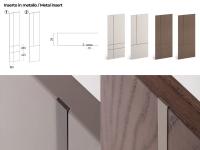 Porta scorrevole da esterno muro in legno Lounge - Lavorazione con "Inserto in metallo" mm 10 sp.2 ("versione 1" con n.2 orizzontali + n.1 verticale oppure "versione 2" con n.1 orizzontale + n.1 verticale)