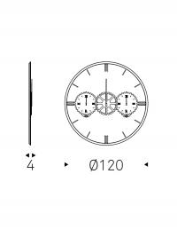 Orologio a specchio di design Times di Cattelan - schema dimensionale