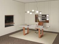 Mobile bar per soggiorno moderno Lounge - elegante zona home-office con tavolo B130 e lampada Planeta