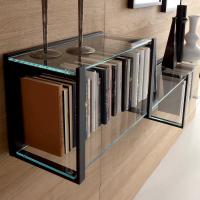 Libreria Treccia completa di ripiani di differente larghezza in cristallo mm sp.12