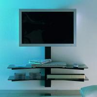 Porta TV orientabile Kino con mensole in cristallo a parete modello B