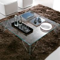 Tavolino Intrigo interamente realizzato in vetro trasparente extrachiaro