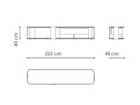 Schema dimensionale del mobile TV Paddle di Bonaldo