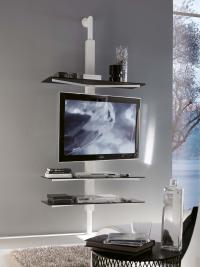 Porta TV orientabile Kino con fissaggio a parete, disponibile in diverse finiture di metallo verniciato
