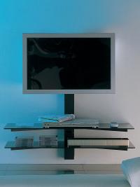 Porta TV orientabile Kino nella versione bassa con mensole inferiori