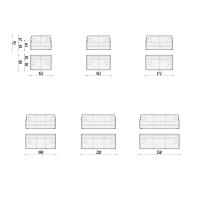 Schema tecnico divani lineari moderni in tessuto Profile