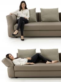 Esempio di seduta e proporzioni del divano Kensington con bracciolo pieghevole