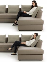 Esempio di seduta e proporzioni del divano Kensington con schienale reclinabile