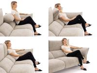 Esempio e proporzioni di seduta con poggiatesta regolabile in diverse posizioni