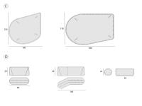 Schema dimensionale divano Island: C) elemento terminale e penisola sagomati D) schienali rimovibili