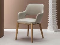 Sedia imbottita con gambe in legno Turner rivestita in pelle, con struttura in legno rovere spazzolato Fashion Wood 014 Naturale