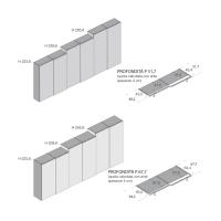 Specifiche dimensionali dell'armadio scorrevole Vermont - tipologia anta con fascia centrale con maniglie integrate