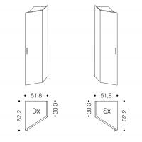 Dimensioni dell'armadio con angolo smussato per composizioni battenti della collezione Pacific