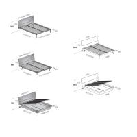 Modelli e dimensioni del letto Missouri (dimensioni riportate in millimetri)