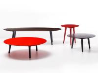 Tavolino con piano rotondo od ovale Leander proposto in più colori e in diverse finiture