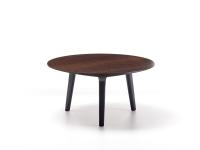 Tavolino con piano rotondo Leander con base in legno laccato opaco