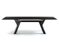 Tavolo rettangolare dal design moderno Larkin in legno di rovere con base in massello e piano laccati poro aperto nero