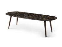 Elegante tavolo da soggiorno Leander con piano in marmo Portoro disponibile unicamente per i modelli rettangolari sagomati