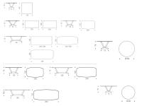 Tavolo Planer di Cattelan - Schemi e dimensioni dei modelli con piano in pietra Keramik (anche nella versione con bordo in mdf laccato)
