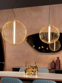 Lampada in fili di metallo Mandala a sospensione, ideale sopra un moderno tavolo di design nella zona pranzo