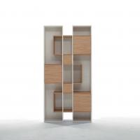 Libreria modulare di design Abaco completa di ante e cassetti in legno
