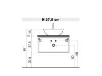 Esempio di posizionamento degli scarichi su una base portalavabo h.37,5 cm