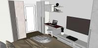 Progettazione 3D camera - zona studio/tv