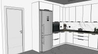 Progettazione 3D Cucina - vista lato frigorifero