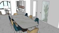 Progettazione 3D Open Space - vista sala da pranzo