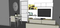 Progettazione 3D Open Space - vista soggiorno/salotto