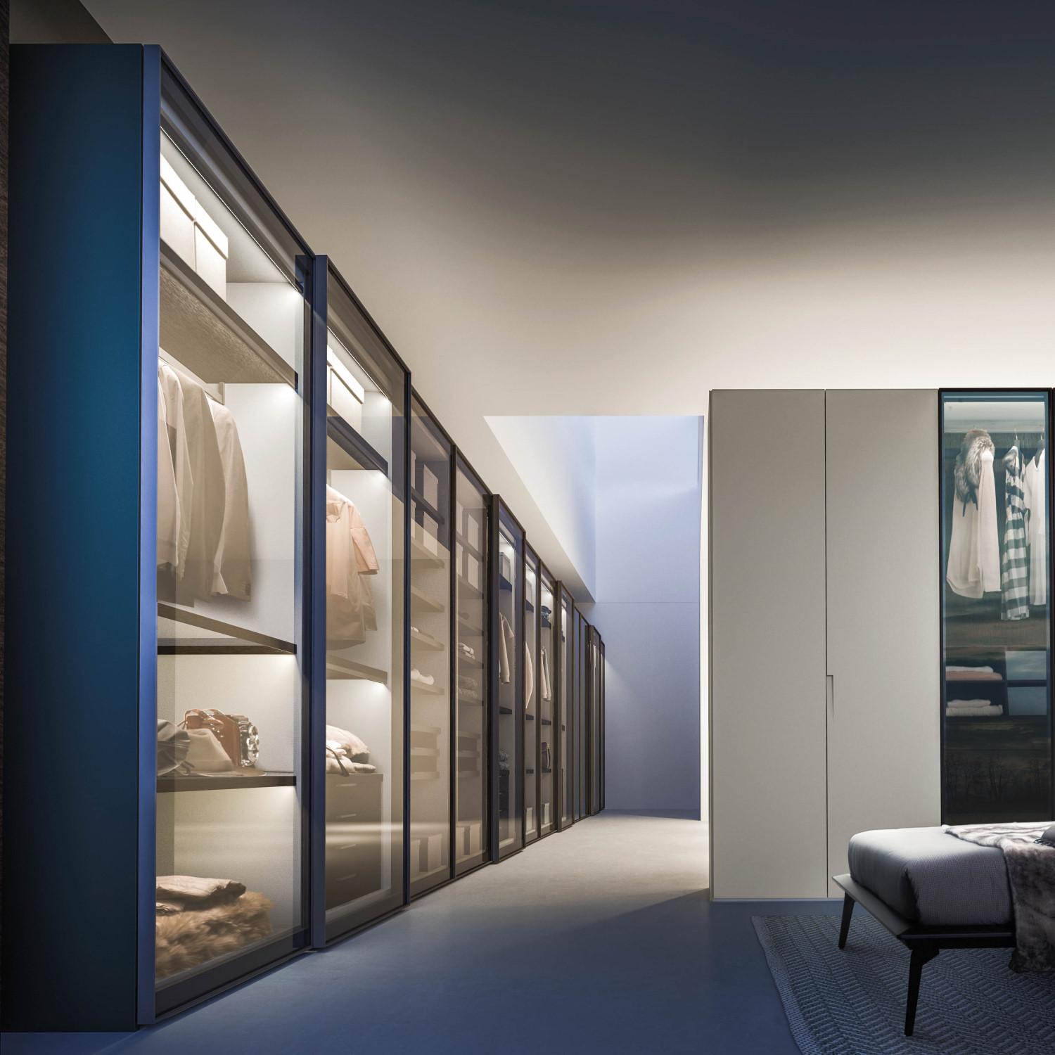 Boutique clear glass sliding wardrobe DIOTTI.COM