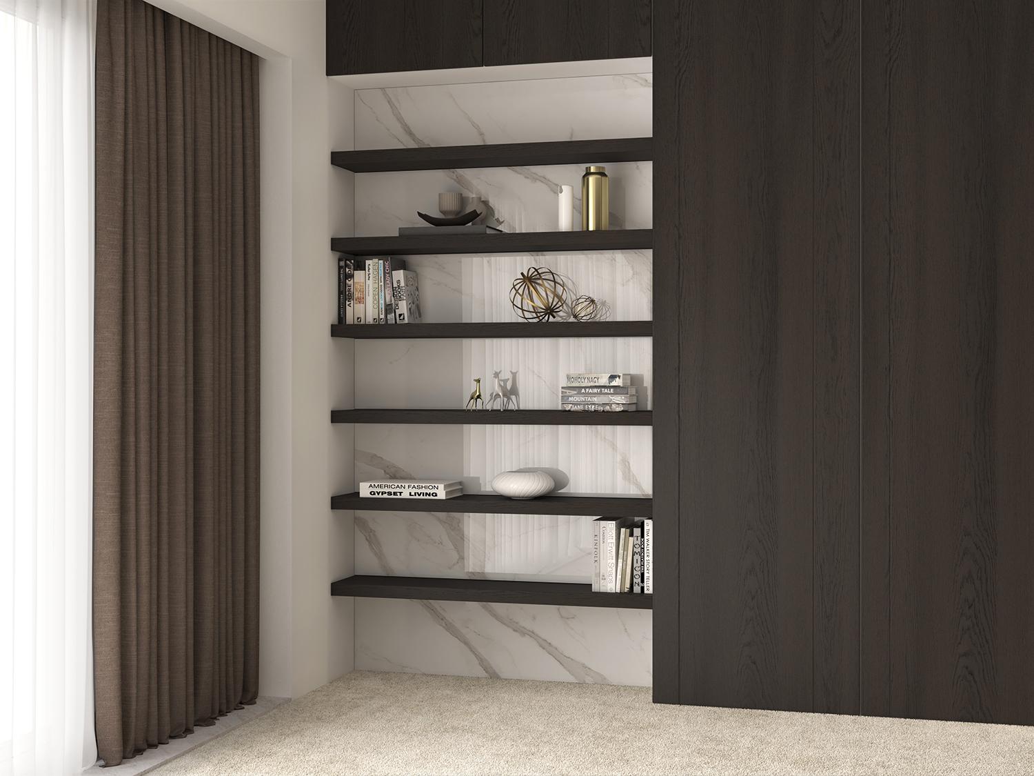 Lounge custom-made wooden shelf