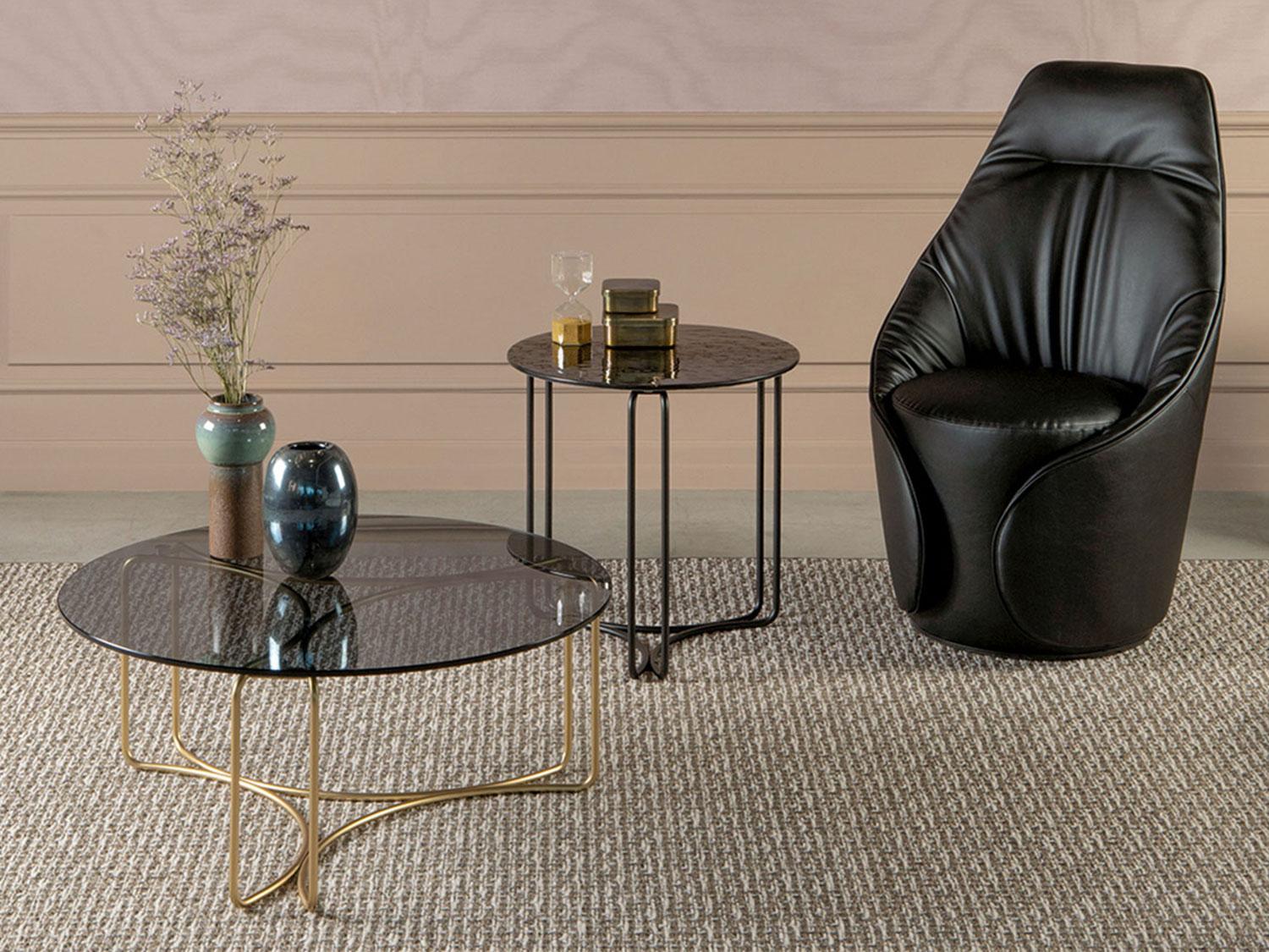 Jazz coffee table with metal and glass | DIOTTI.COM