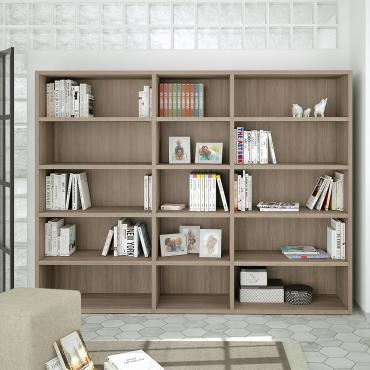 Almond d.45,6 wall modular bookcase in wood effect melamine