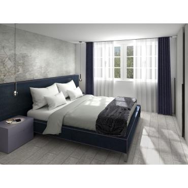 Progetto d'arredo per camera matrimoniale con letto king size - render