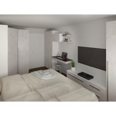 Progetto per camera con angolo studio - render