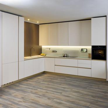 Moderna cucina angolare bianca e oro Eleven 01 outlet