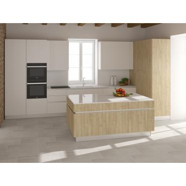 Progetto di cucina angolare con isola per ambiente di 18 mq - render