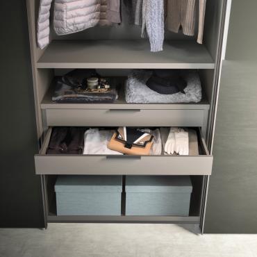 Player wardrobe interior fittings - wall mounted chest of drawers with 2 drawers with matching fronts